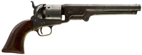 A .36 CALIBRE SIX-SHOT PERCUSSION COLT NAVY REVOLVER,