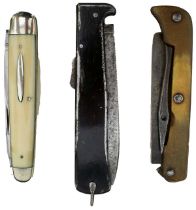 THREE VARIOUS FOLDING KNIVES,