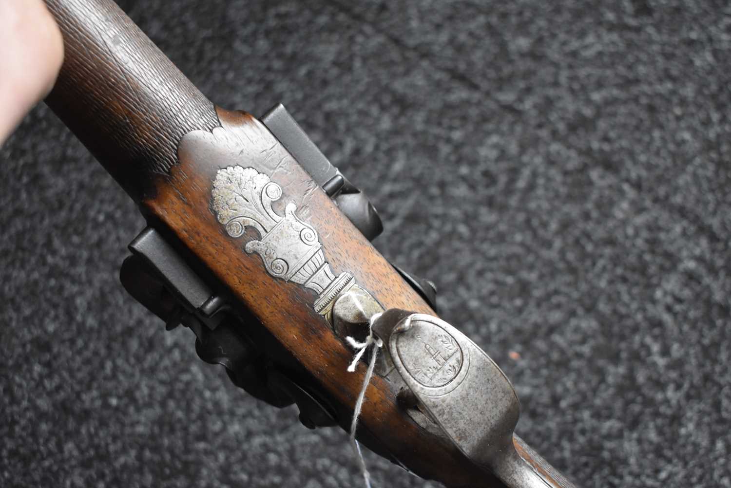 A 22-BORE DOUBLE BARRELLED FLINTLOCK SPORTING GUN, - Image 8 of 12