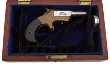 A CASED .41 RIMFIRE OBSOLETE CALIBRE MARLIN VICTOR DERINGER,