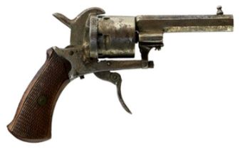 A 7MM CALIBRE SIX-SHOT BELGIAN PINFIRE REVOLVER,