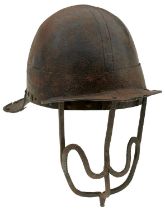 A 17TH CENTURY ENGLISH CIVIL WAR PERIOD HARQUEBUSIER'S HELMET,