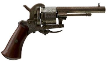 A 7MM CALIBRE SIX-SHOT BELGIAN PINFIRE REVOLVER,