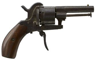 A 7MM SIX-SHOT CLEMENT STYLE PINFIRE REVOLVER,