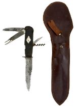 A LATE VICTORIAN GERMAN SPORTSMAN'S OR SURVIVAL KNIFE,