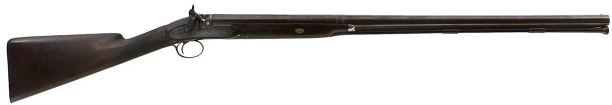 A 10-BORE PERCUSSION SPORTING GUN OR FOWLING PIECE BY WILLIAM SMITH,