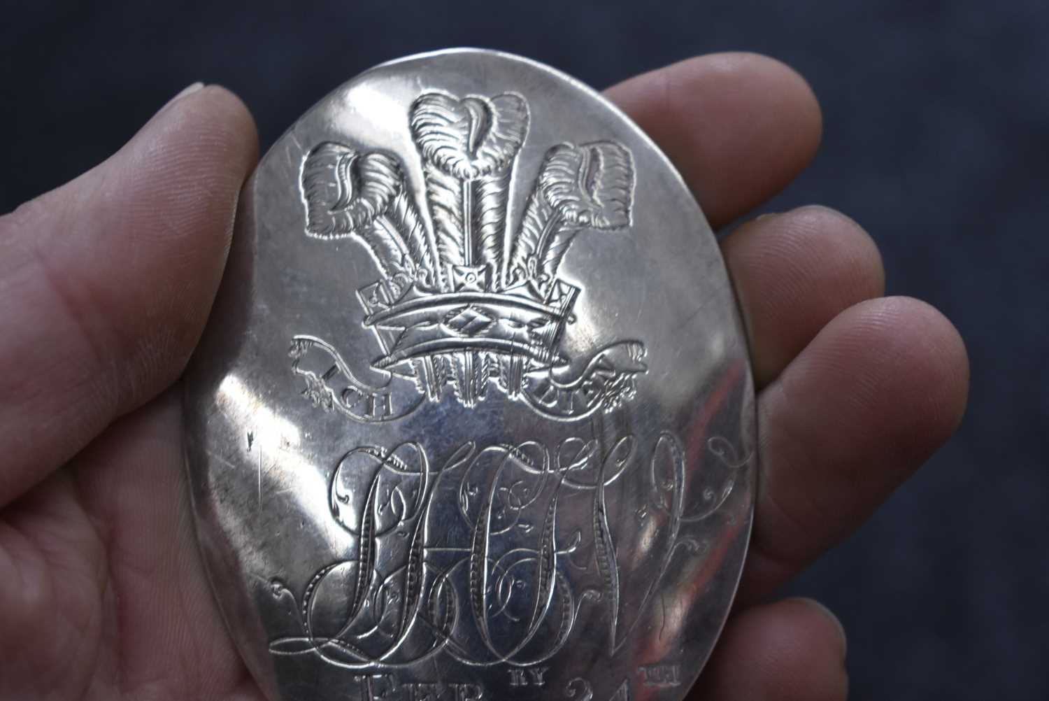 A GEORGIAN OFFICER'S SILVER SHOULDER BELT PLATE TO THE LOYAL HAVERFORDWEST INFANTRY VOLUNTEERS, - Image 3 of 6