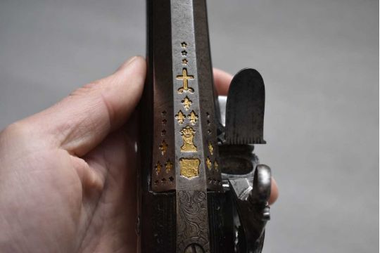 A .700 CALIBRE SPANISH OFFICER'S MIQUELET LOCK PISTOL, - Image 11 of 13