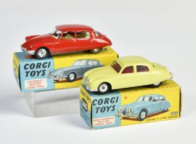 Corgi Toys, 210S Citroen DS & 208S Jaguar 2-4 Litre Saloon, Great Britain, 1:43, box, C 1/1-2