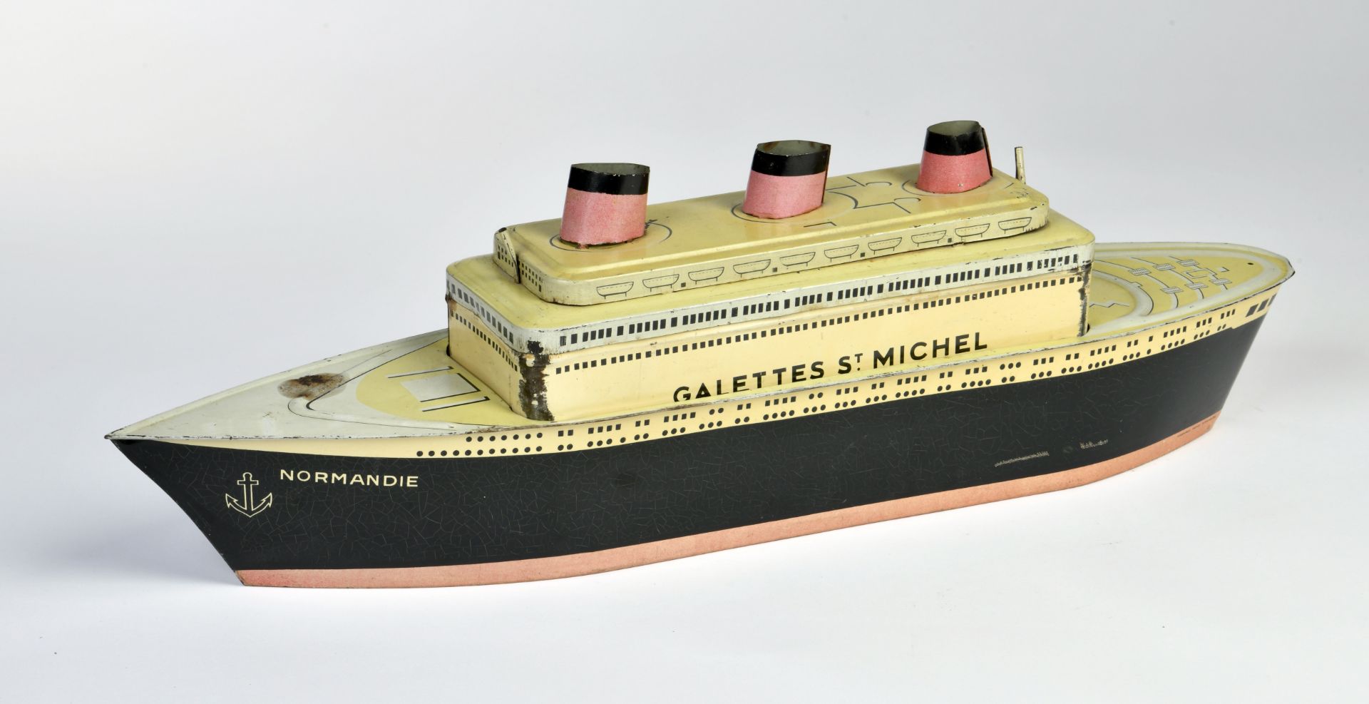Ship biscuit tin can "Normandie", Galettes St. Michel, 56 cm, paint d., C 2-