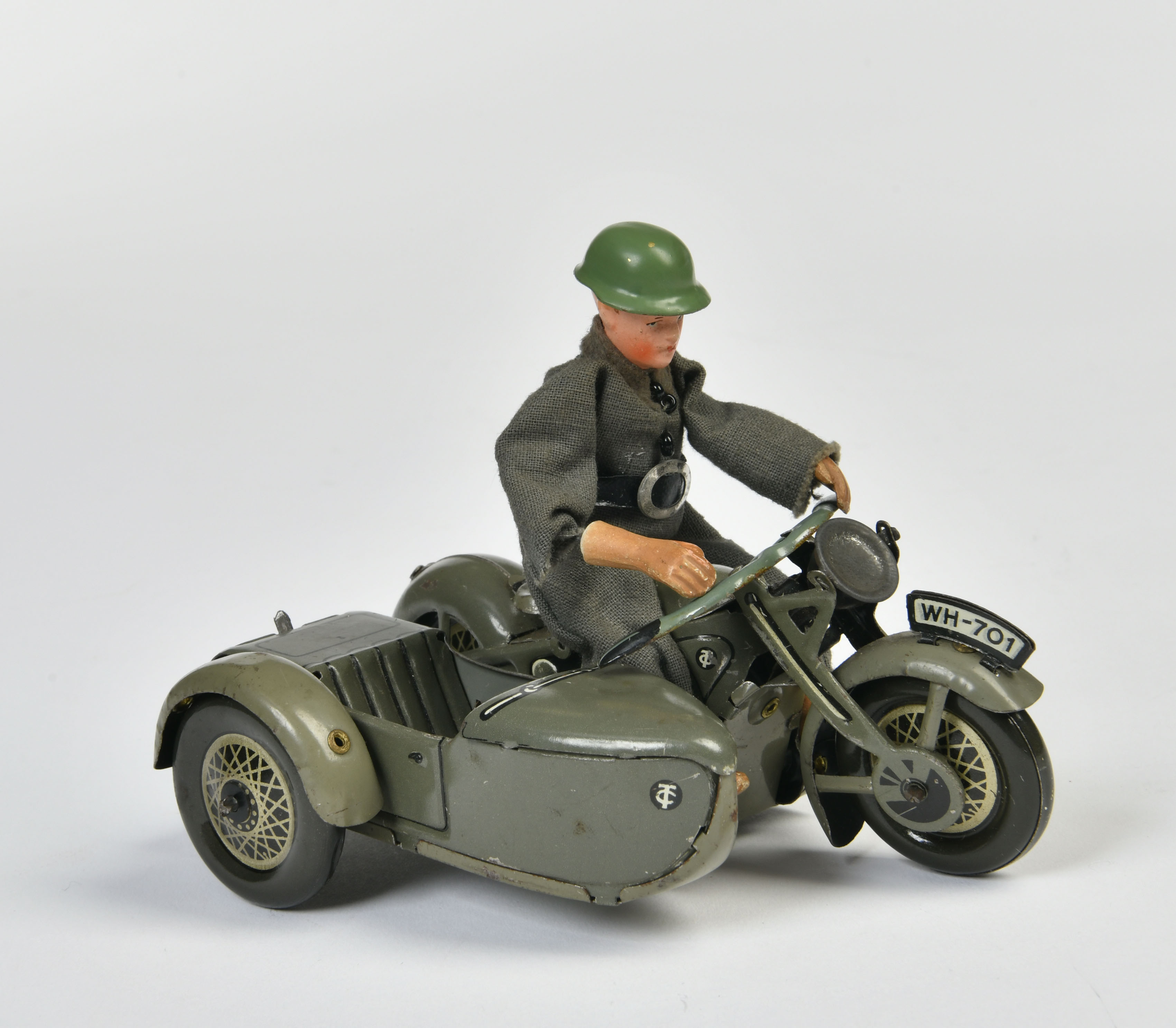 Tippco, motorcycle with sidecar, Germany pw, 12,5 cm, tin, cw ok, min. paint d., C 1-2