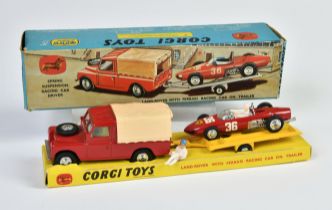 Corgi Toys, Land-Rover with Ferrari racing team on trailer, Great Britain, 1:43, box, C 1-