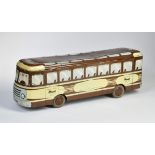 Fidass Bus tin biscuit can, Italy, 50s, 68 cm, one inner hubcap cover is missing, small dents, paint