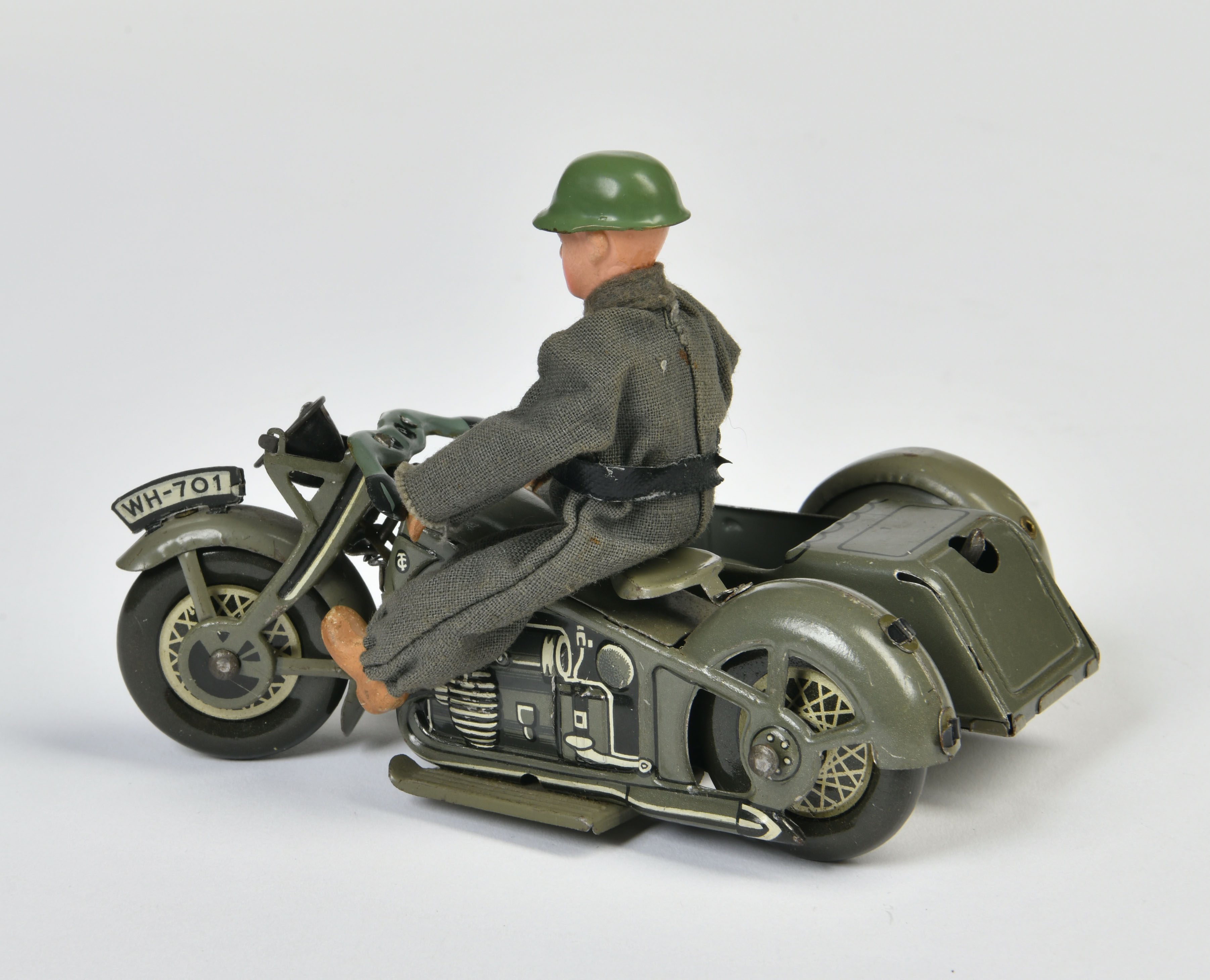 Tippco, motorcycle with sidecar, Germany pw, 12,5 cm, tin, cw ok, min. paint d., C 1-2 - Image 2 of 2