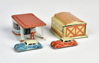 Fischer, Tankstelle & Garage mit zwei Autos