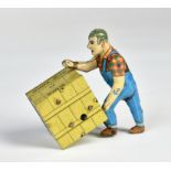 Wüco, man with box, W.-Germany, 11 cm, tin, cw ok, min. paint d., C 2