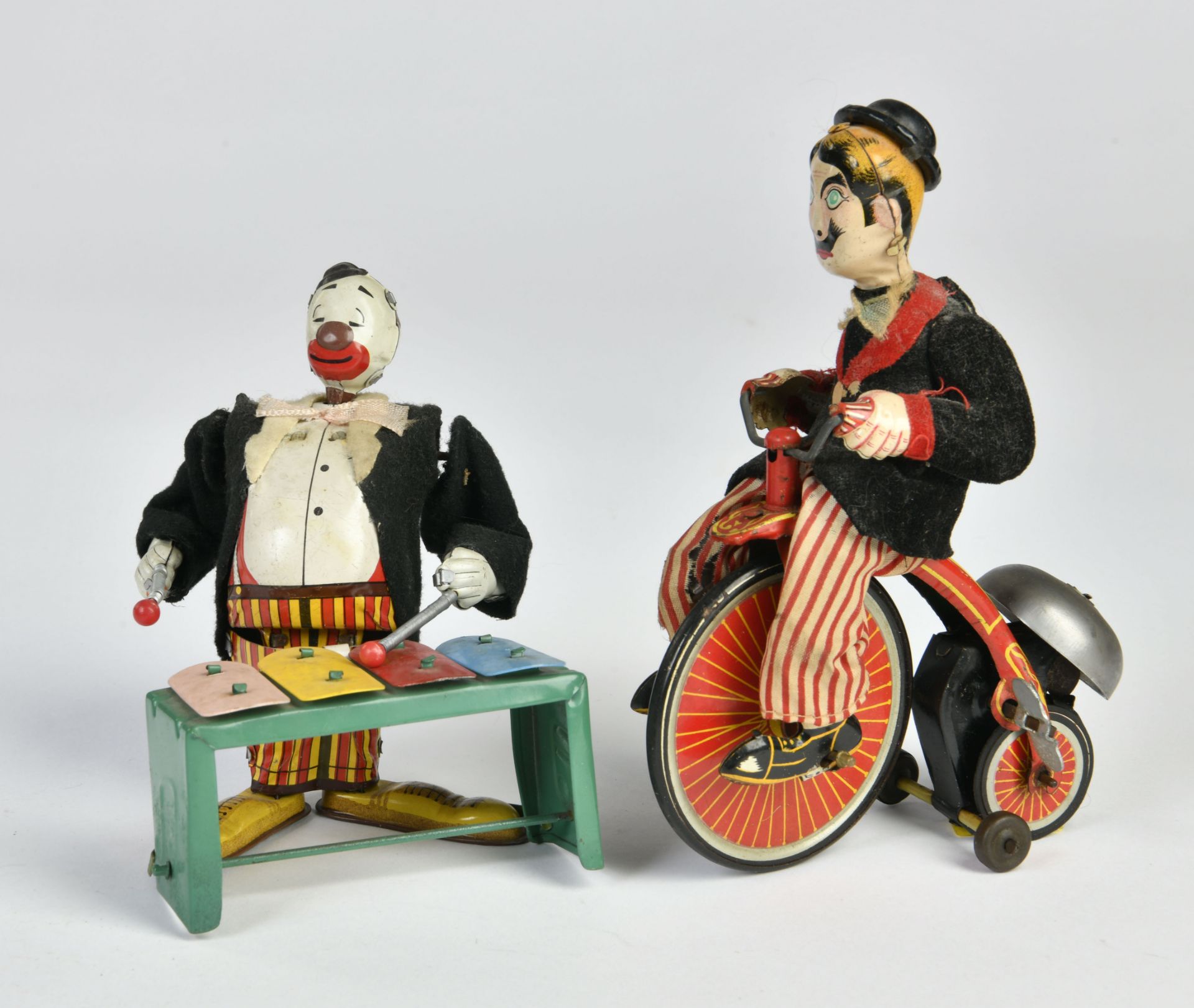 TPS, clown on cycle & musician clown, Japan, cw ok, paint d., C 2