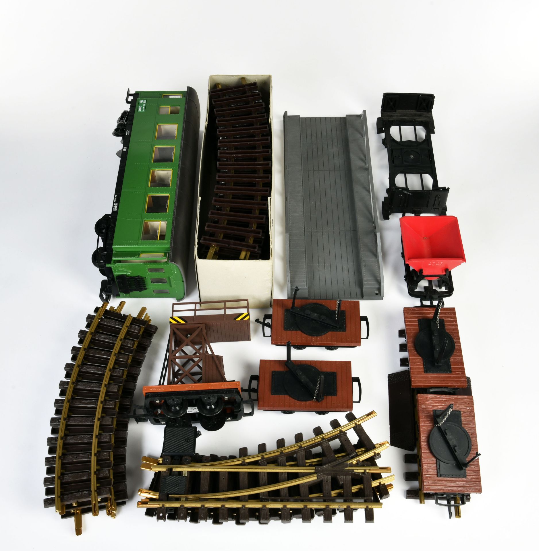 LGB, bundle wagons, tracks, accessories, box, C 1-2