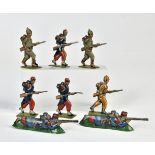Fischer, 8 Penny Toy soldiers, Germany pw, 5-6 cm, tin, C 1-2