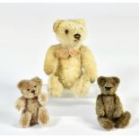 Steiff, 3 bears, 10-15 cm, Germany, 50s/60s, 1x with buttom, C 2-3