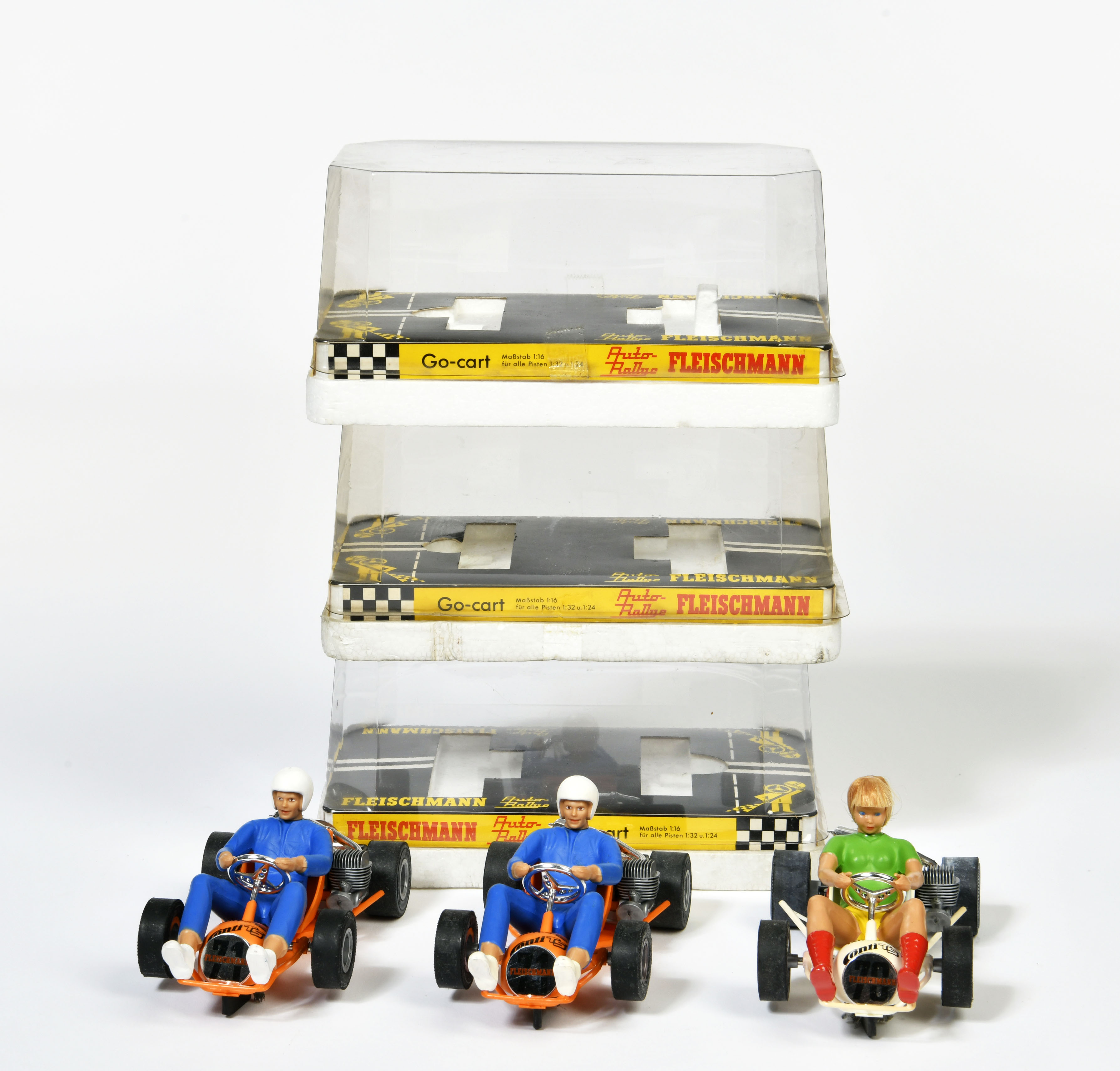 Fleischmann, 3x racing Go Kart, W.-Germany, box, C 1-2