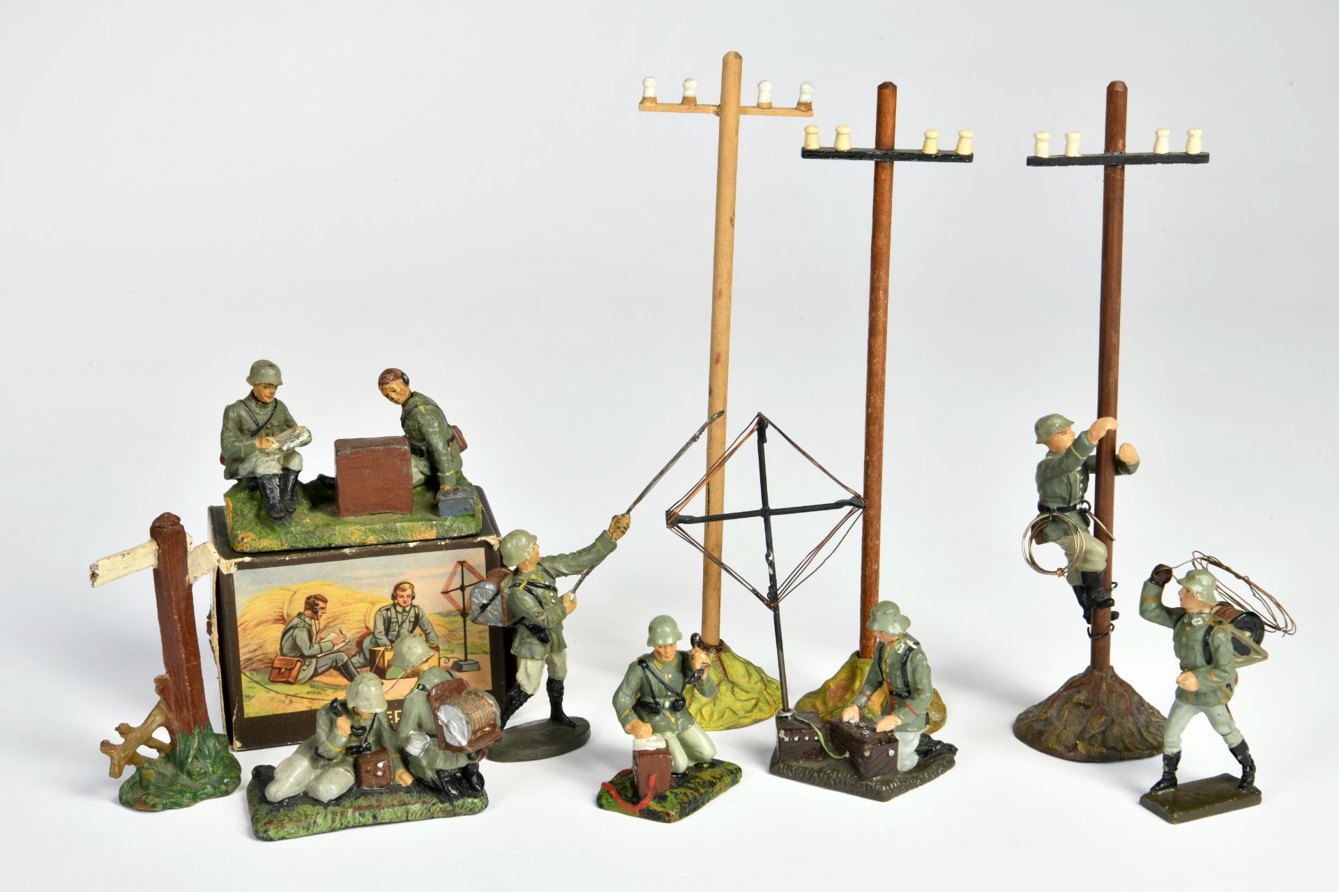 Lineol, Elastolin, bundle signalmen, Germany pw, 7,5 cm, composite, 1x box, C 1-2