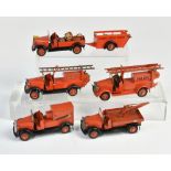 Tekno, 5 fire engine vehicles + accessories, Denmark, tin, mostly defects