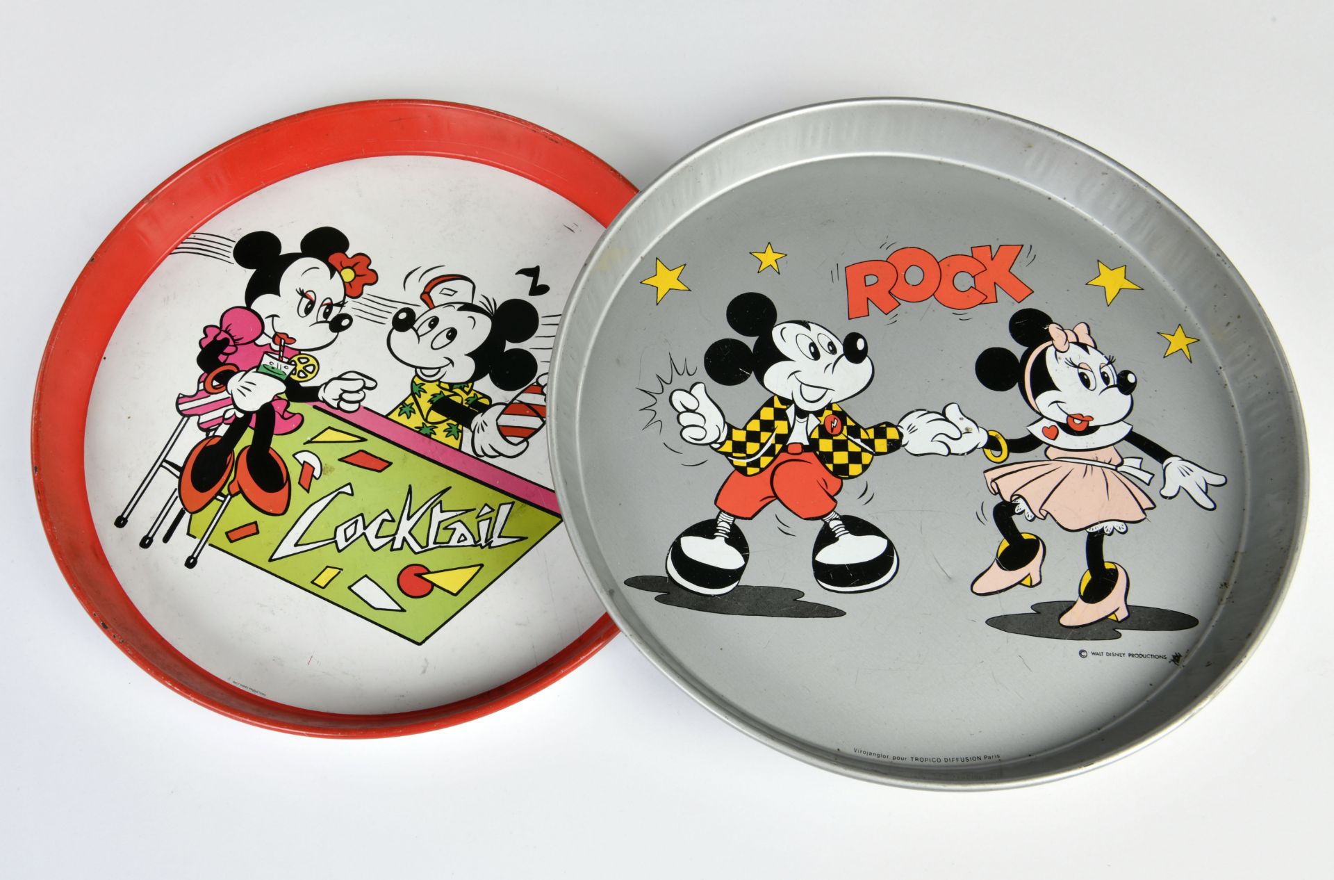 2 Disney trays, 30 cm, tin, paint d., C 2