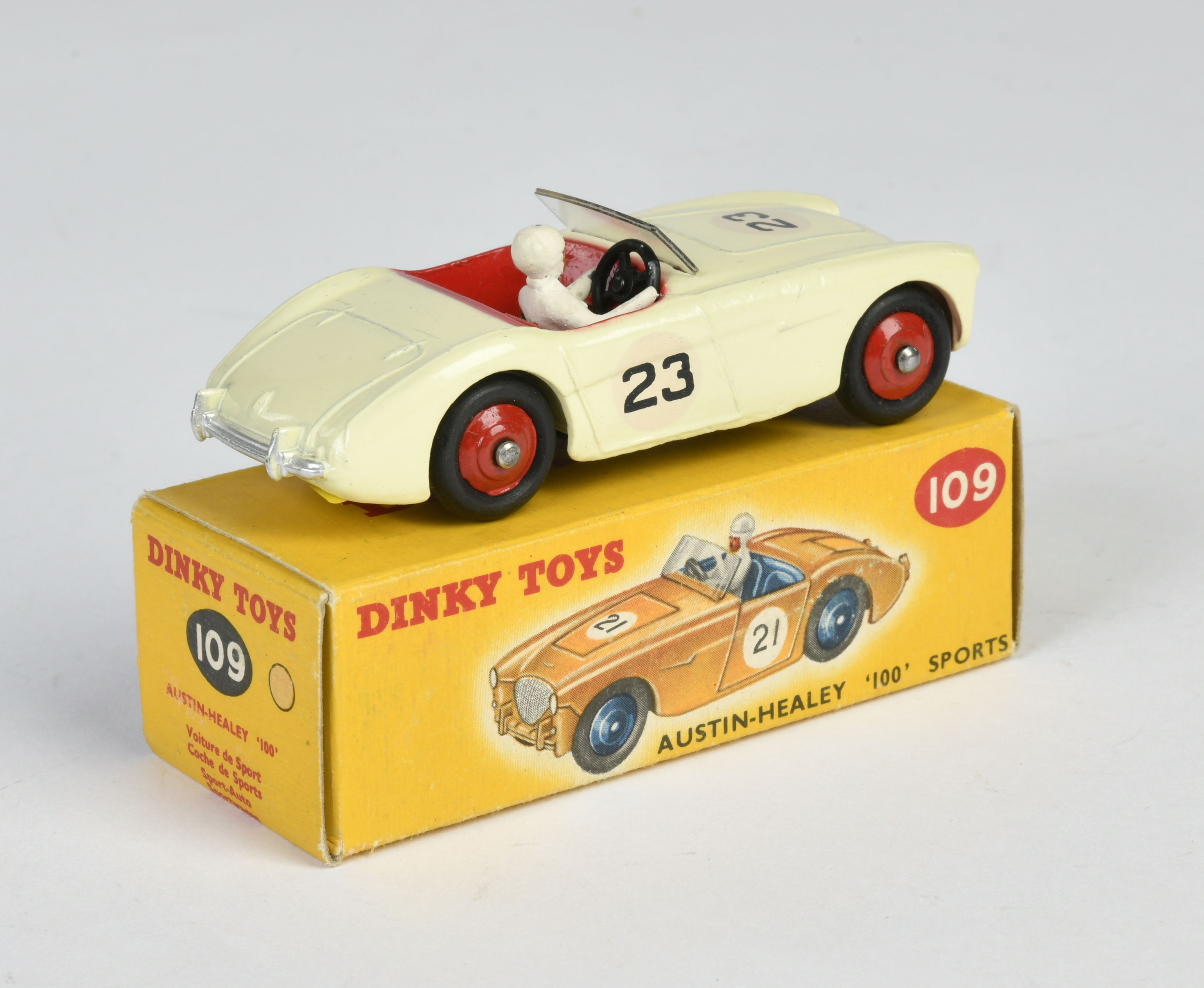 Dinky Toys, 109 Austin Healey, light yellow, England, 1:43, diecast, box C 1, C 1 - Image 2 of 2