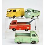 Göso, 4 VW busses, W.-Germany, tin, with defects, for tinkerers