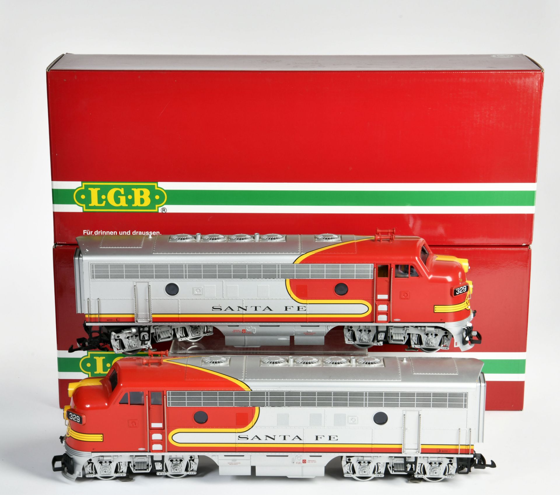 LGB, 2x 20570 Santa Fe loco, box, C 1-