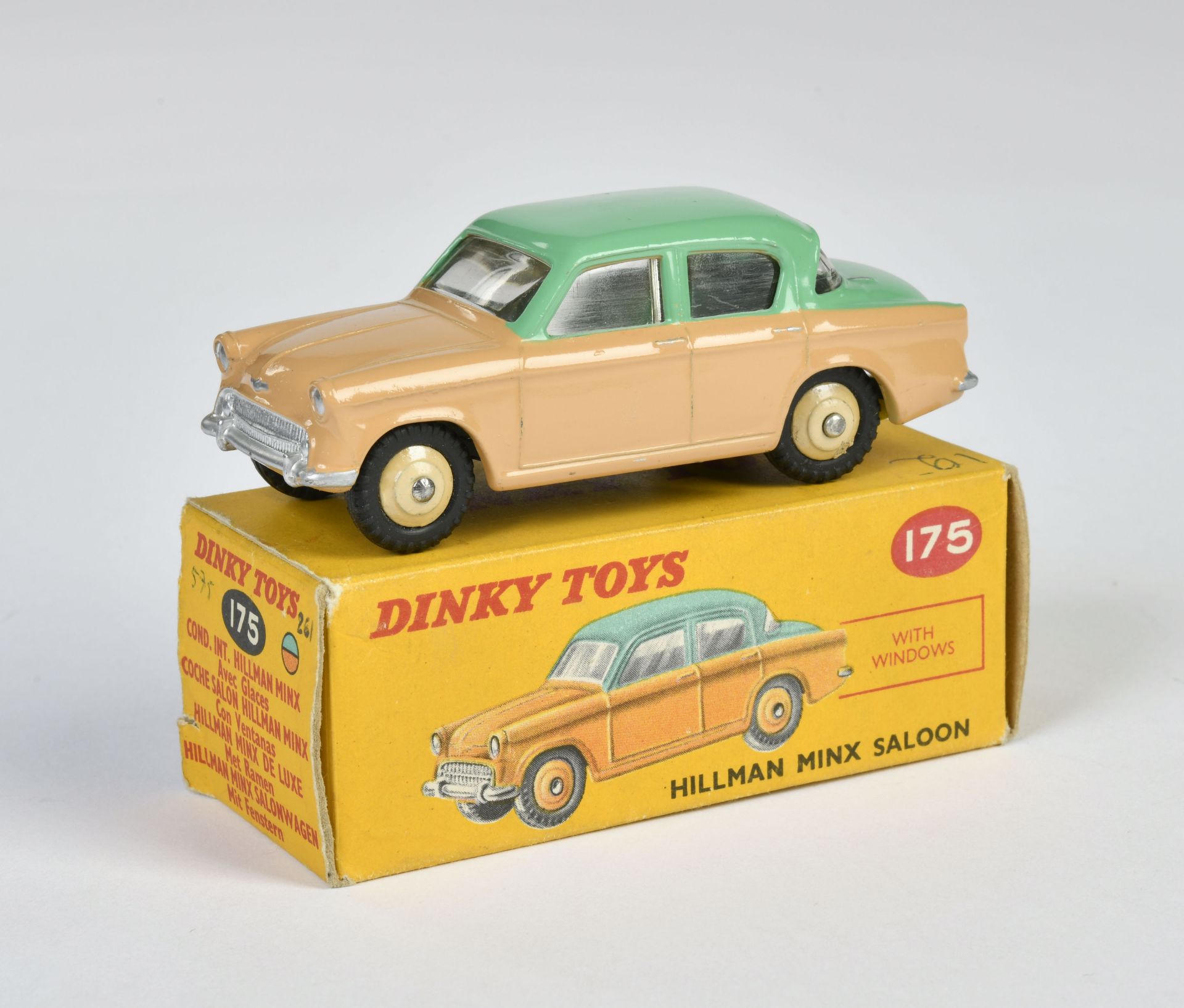Dinky Toys, 175 Hillman Minx Saloon, beige/green, England, 1:43, diecast, box C1, C1