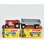 Schuco Piccolo, tractor 752 & trailer 757, W.-Germany, 1:90, diecast, box, C 1/1-