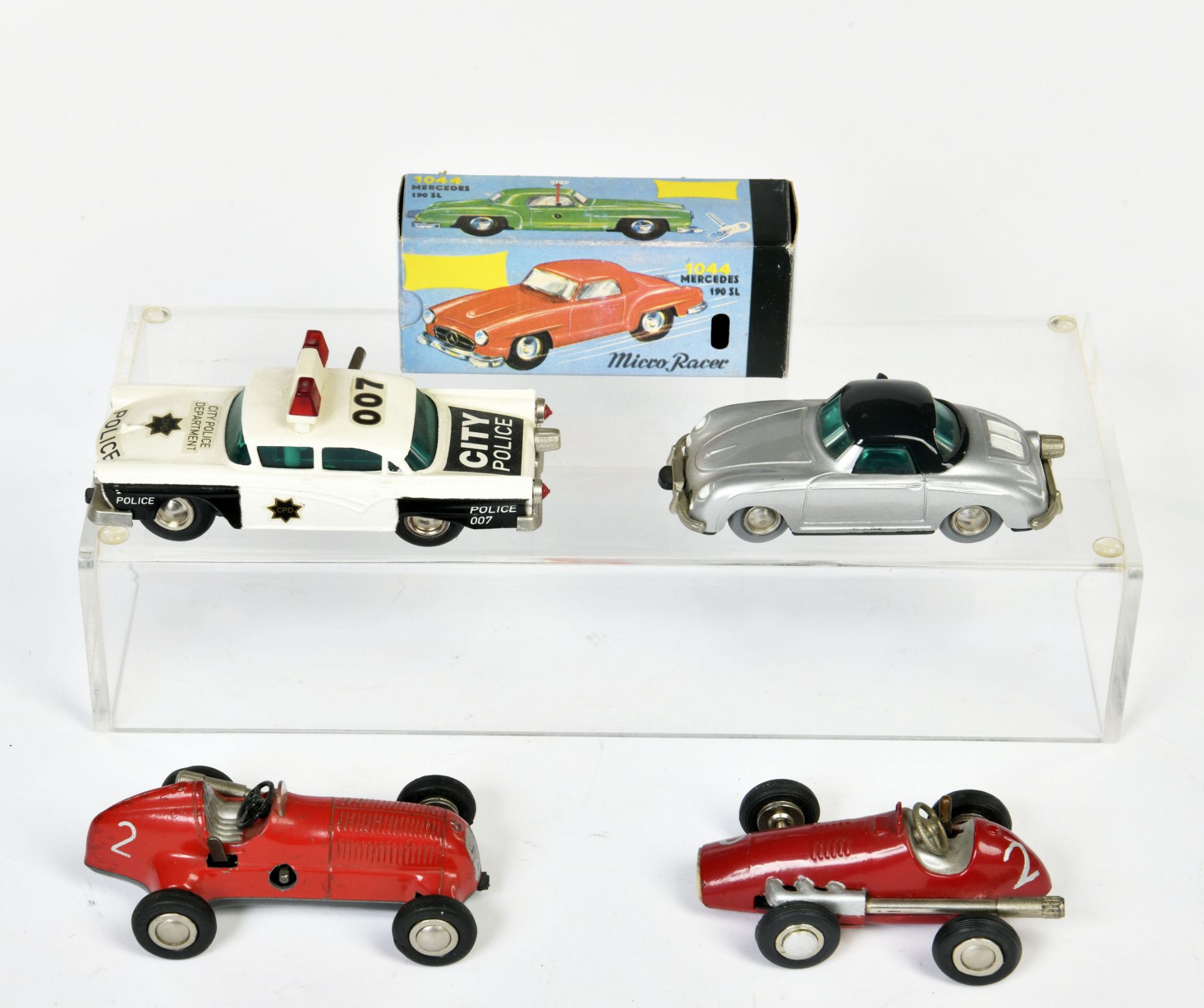 Schuco, 4 Micro Racer, W.-Germany, tin, cw ok, 1x box, C 1/1-2