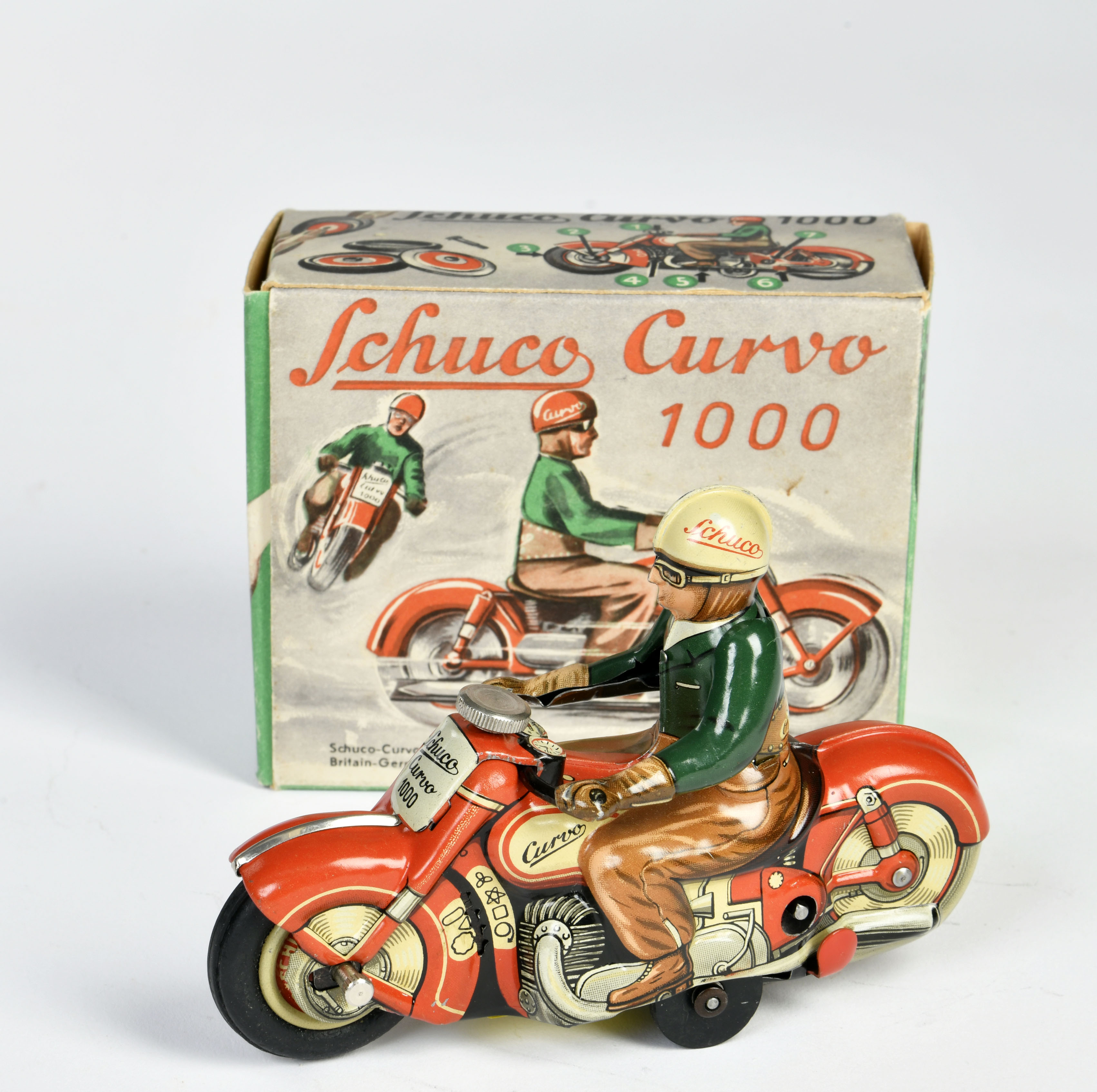 Schuco, motorcycle Curvo 1000, US Z. Germany, 13 cm, tin, cw ok, box C 1-, C 1