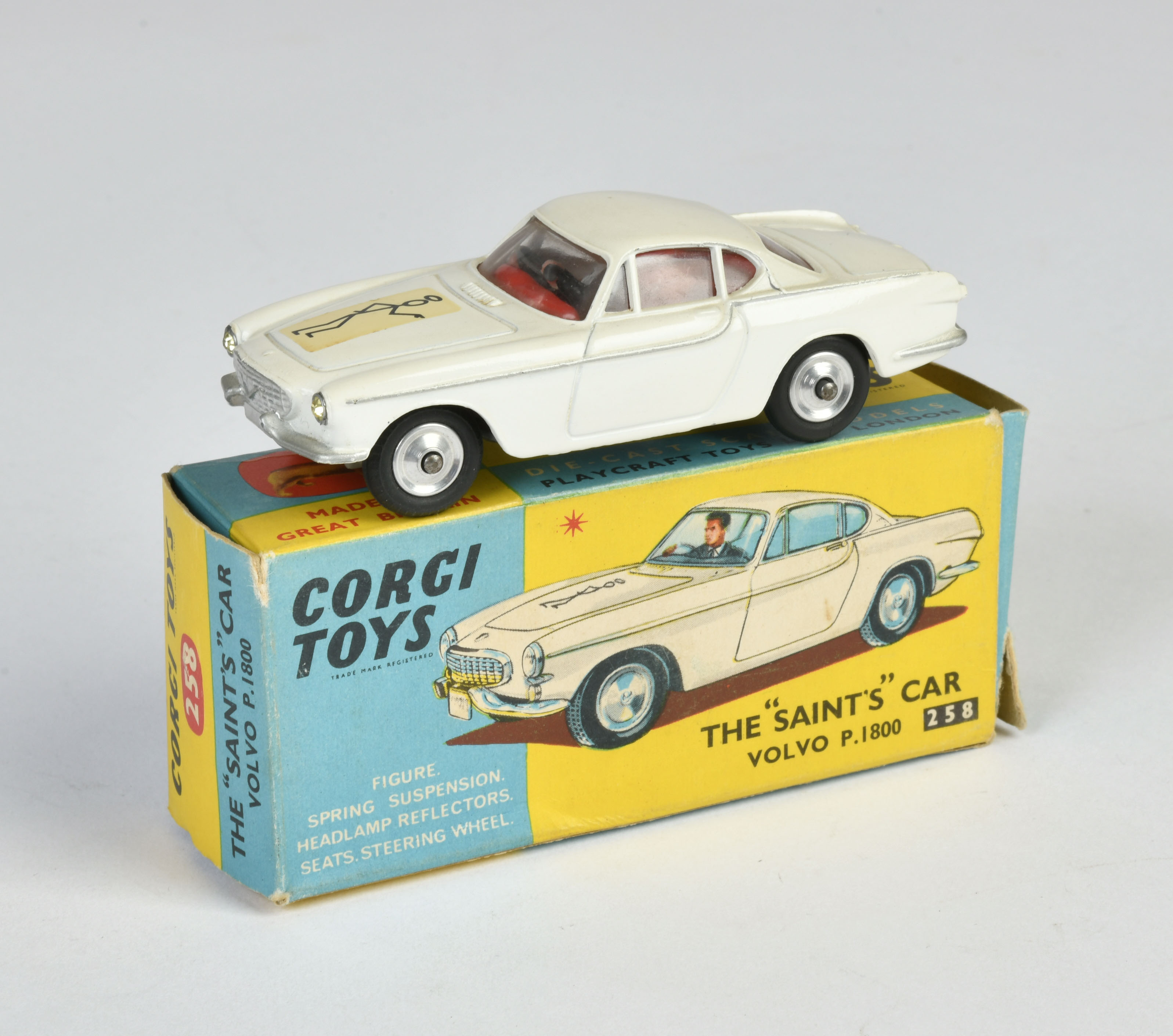 Corgi Toys, 258 Volvo The Saints, white, England, 1:43, diecast, box C 1, with club leaflet, C 1