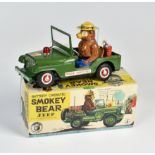 TN Nomura, Smokey Bear Jeep, Japan, 27 cm, tin, friction ok, box, C 1-