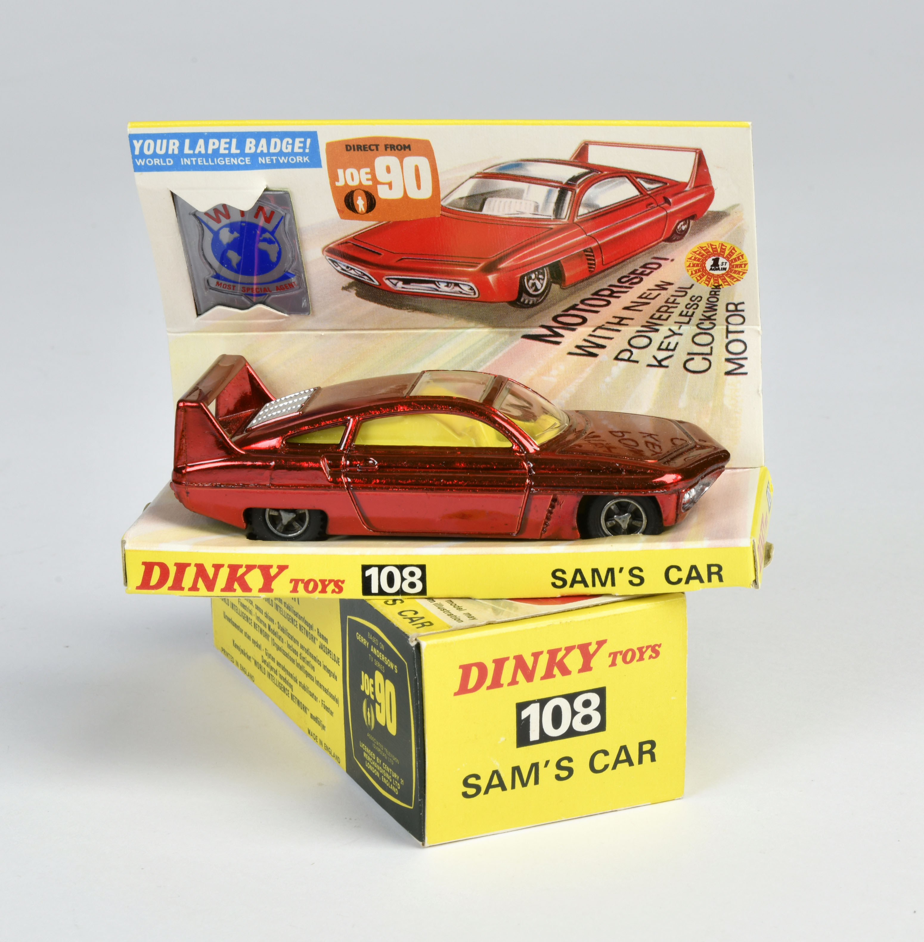 Dinky Toys, 108 Sam´s Car, red, England, 1:43, diecast, box C 1, with information leaflet + badge, C
