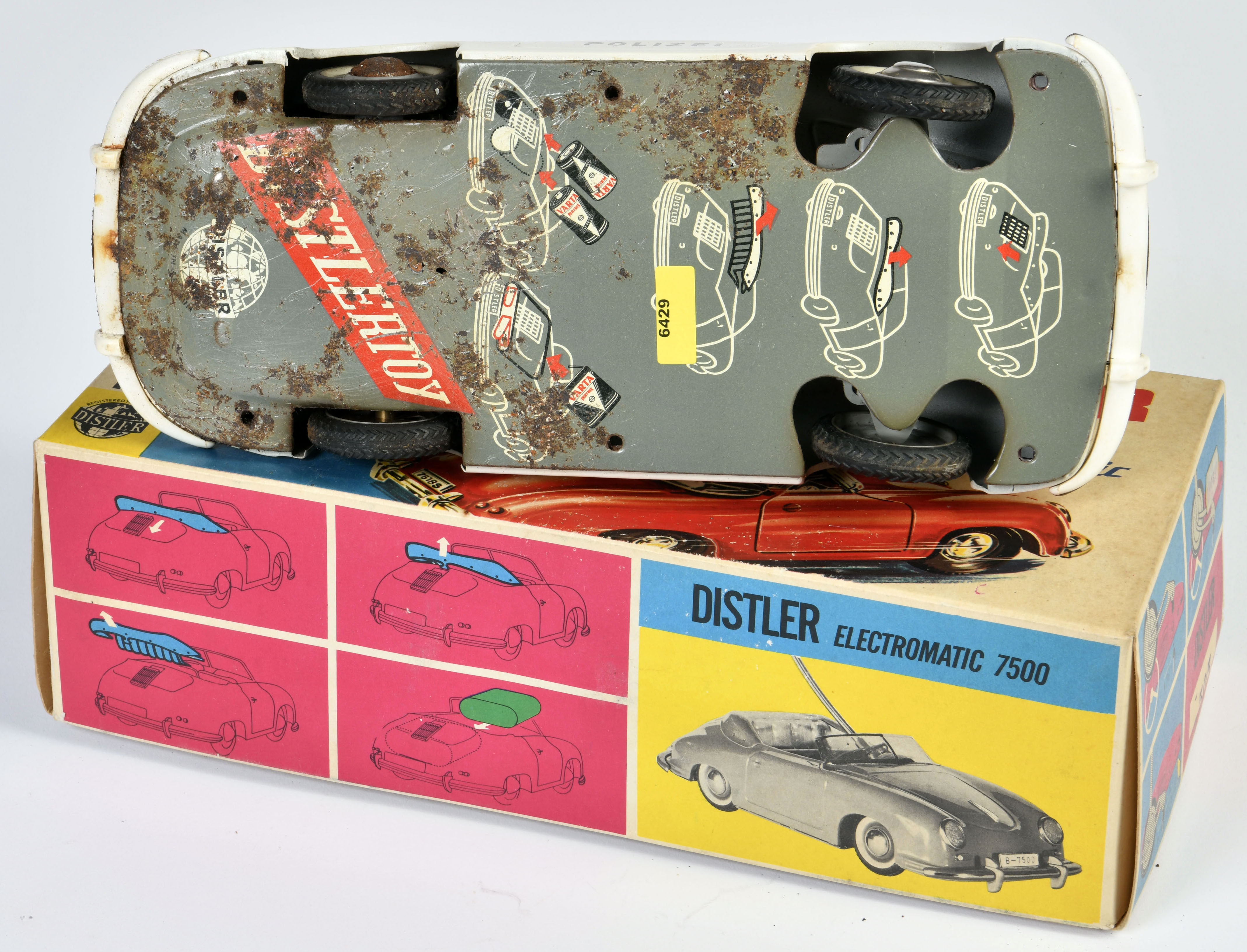 Distler, Polizei Porsche, Belgium, 28 cm, tin, box C 2, rust d., for tinkerers, C 4 - Image 2 of 3