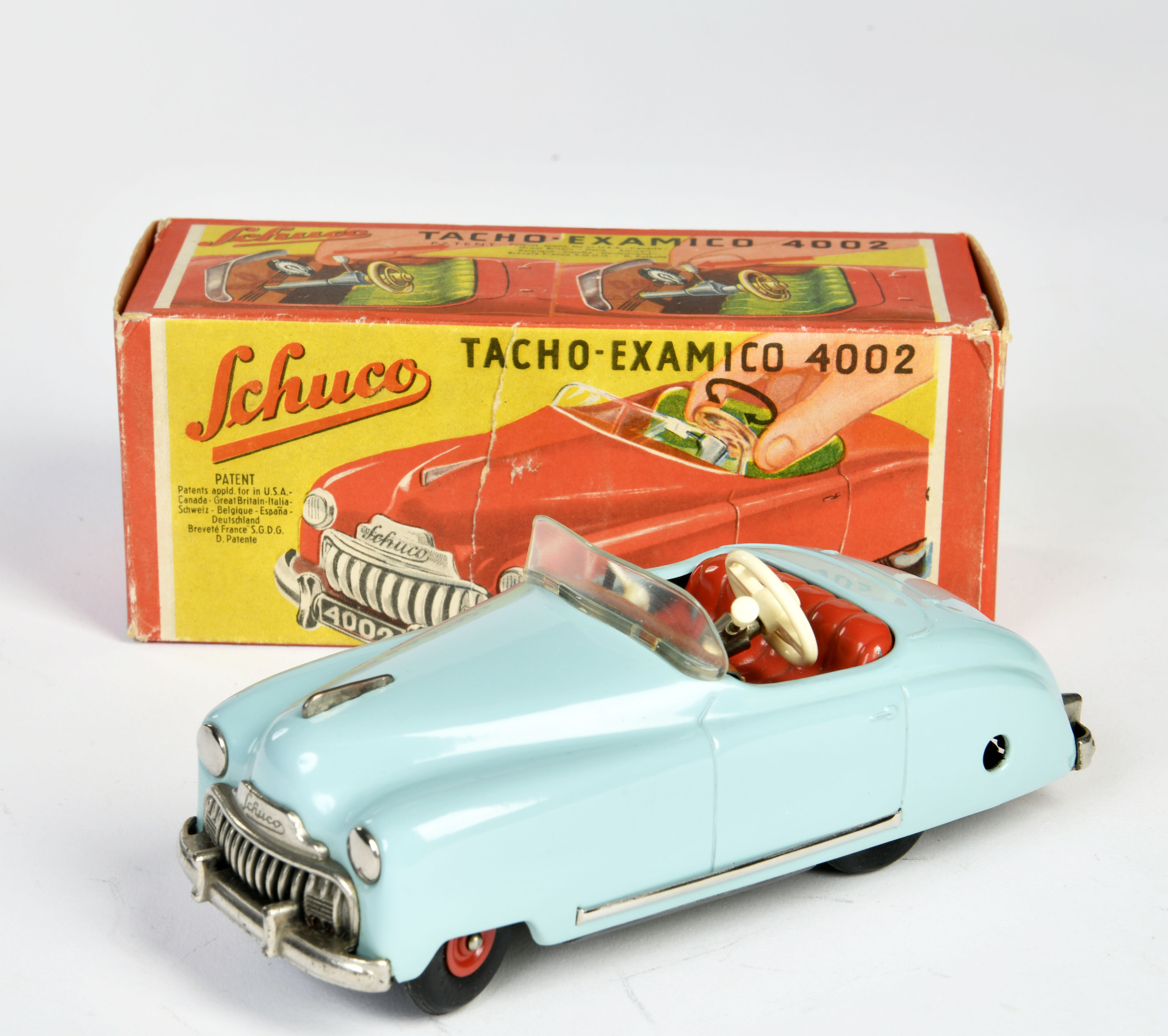 Schuco, Tacho Examico 4002, US Z. Germany, 16 cm, tin, cw ok, box C 1-, C 1