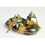 Lineol, rubber dinghy with 3 soldiers, Germany pw, 7,5 cm series, 16 cm, C 1-