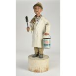 Advertising automaton "painter" on pedestal, moves arm and head, 82 cm, electric drive ok, traces of