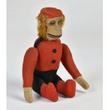 Schuco, tumbling monkey, Germany pw, 21 cm, function ok, felt damaged, otherwise C 1-2