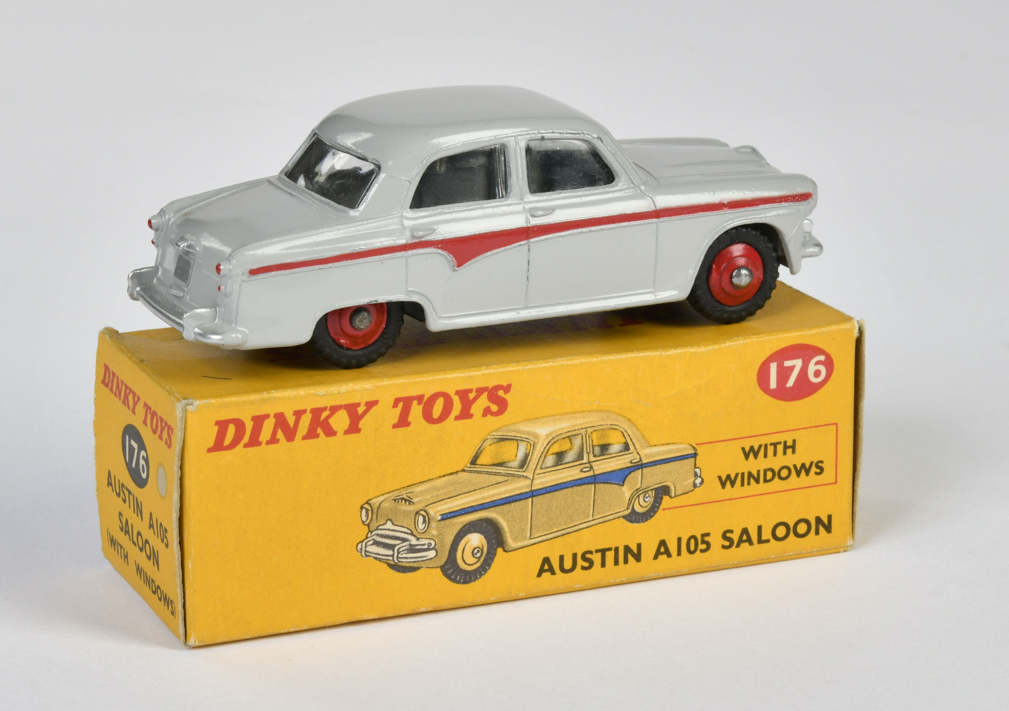 Dinky Toys, 176 Austin Saloon, grey/red, England, 1:43, diecast, box C 1, C 1 - Image 2 of 2
