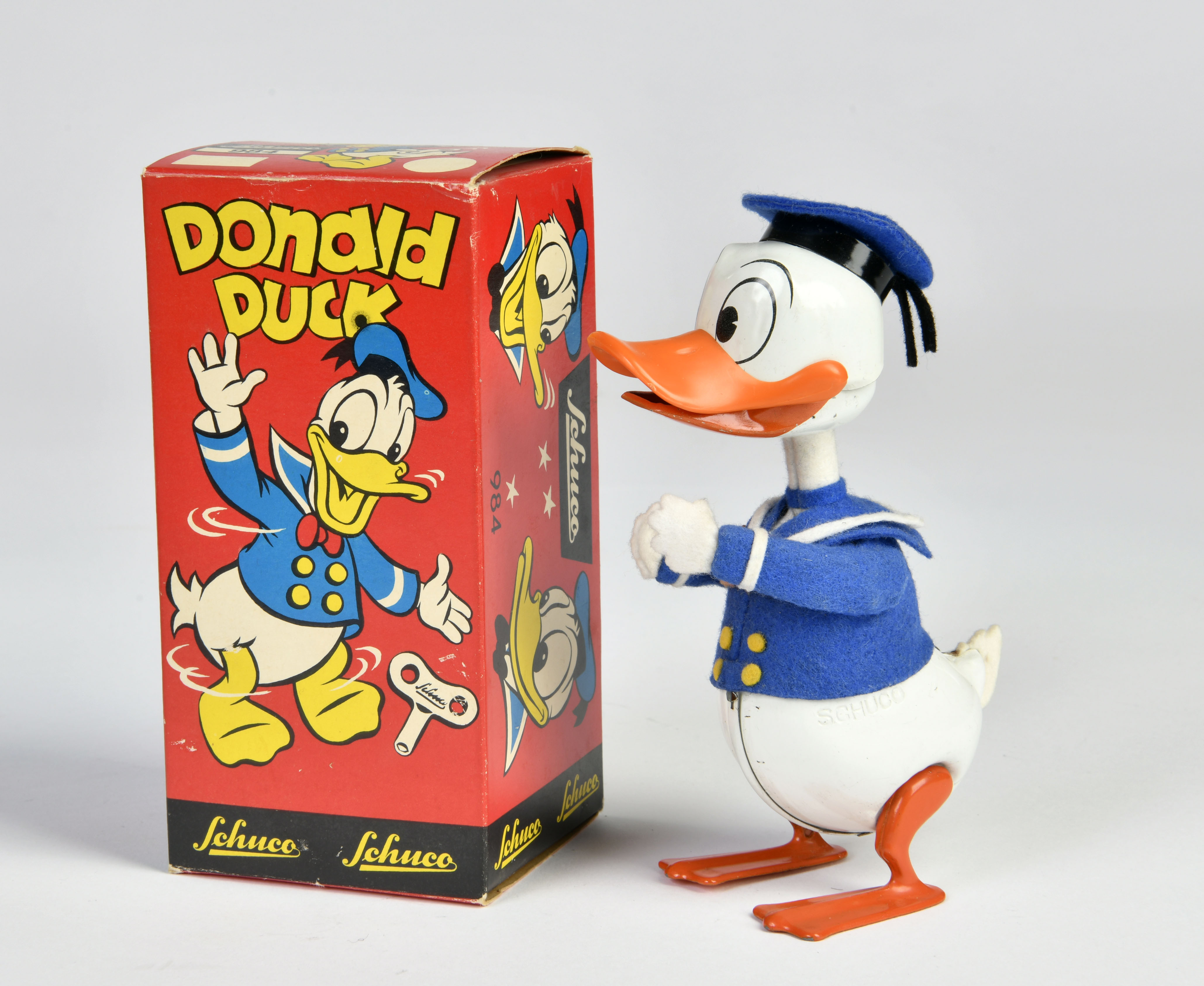 Schuco, Donald Duck 984, W.-Germany, 15,5 cm, mixed constr., cw ok, with voice, box C 1, C 1-