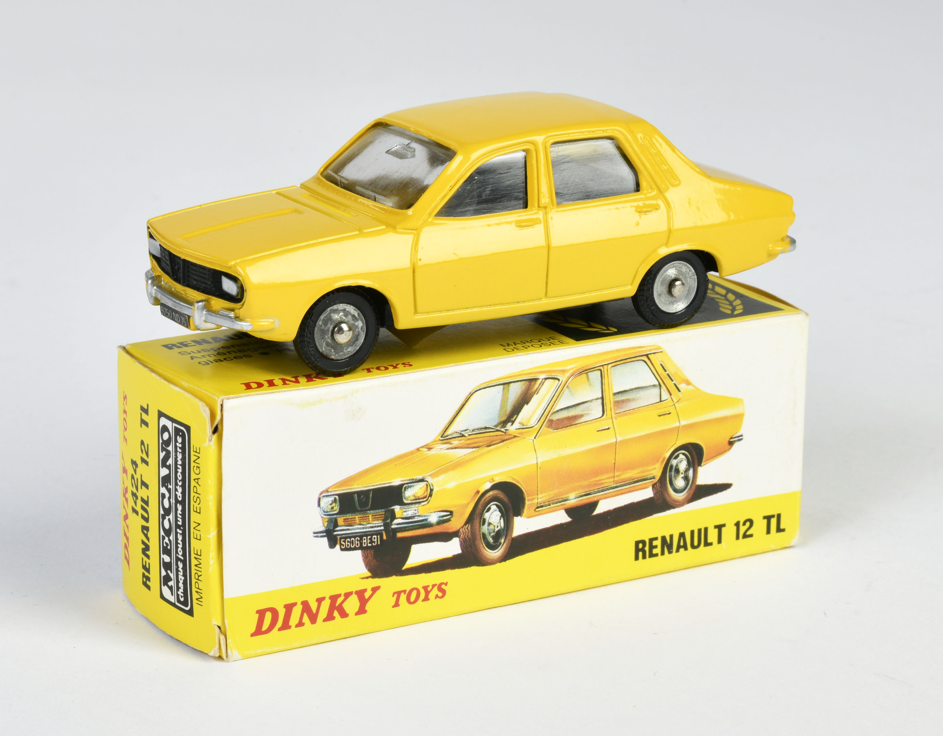 Dinky Toys, 1424 Renault 12, yellow, box C 2, C 1