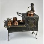 Step iron cooker, single-unit production, probably Austria, 19th century, two holes, iron chimney