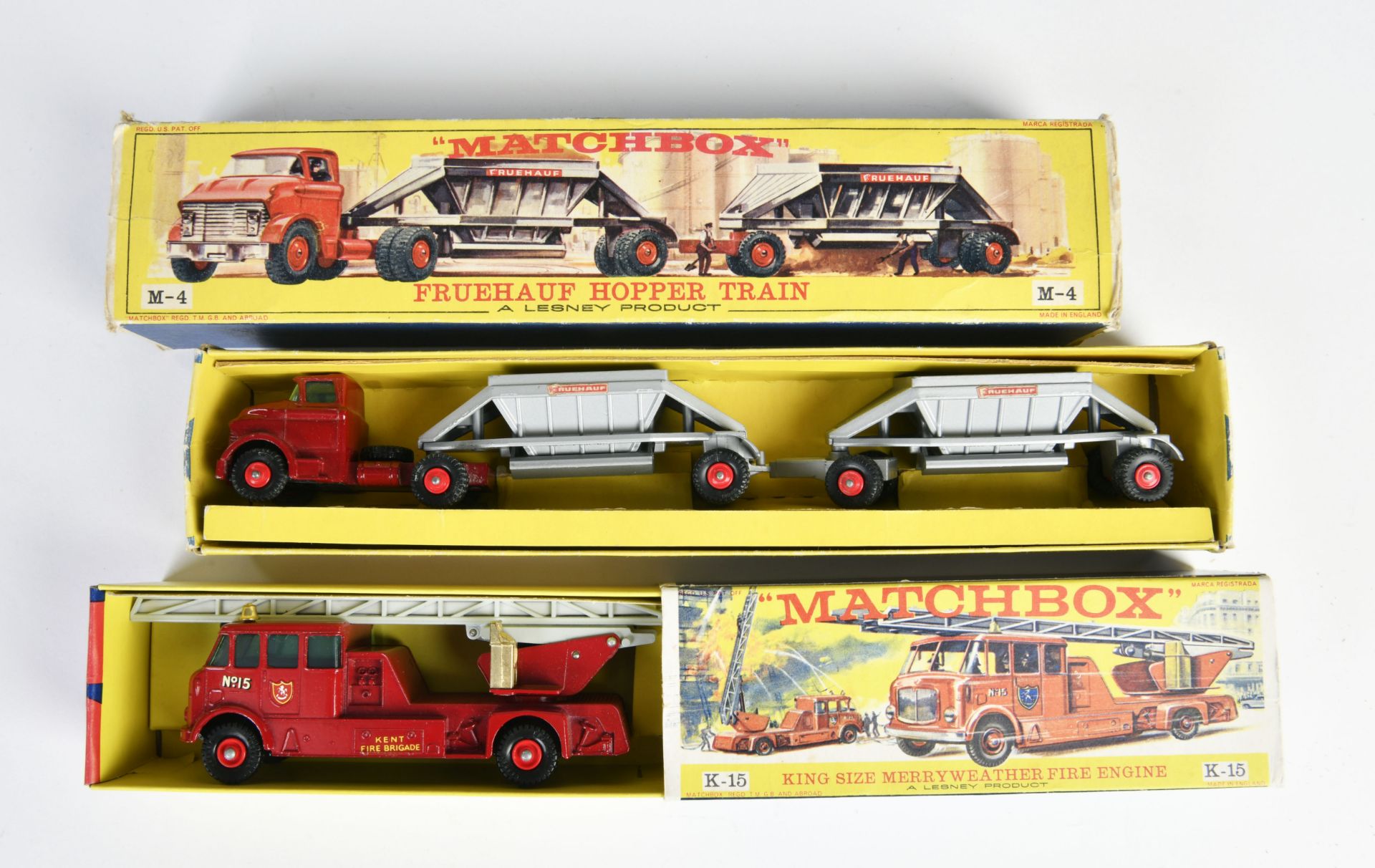 Matchbox, K-15 Fire Engine & M-4 Fruehauf Hopper Train