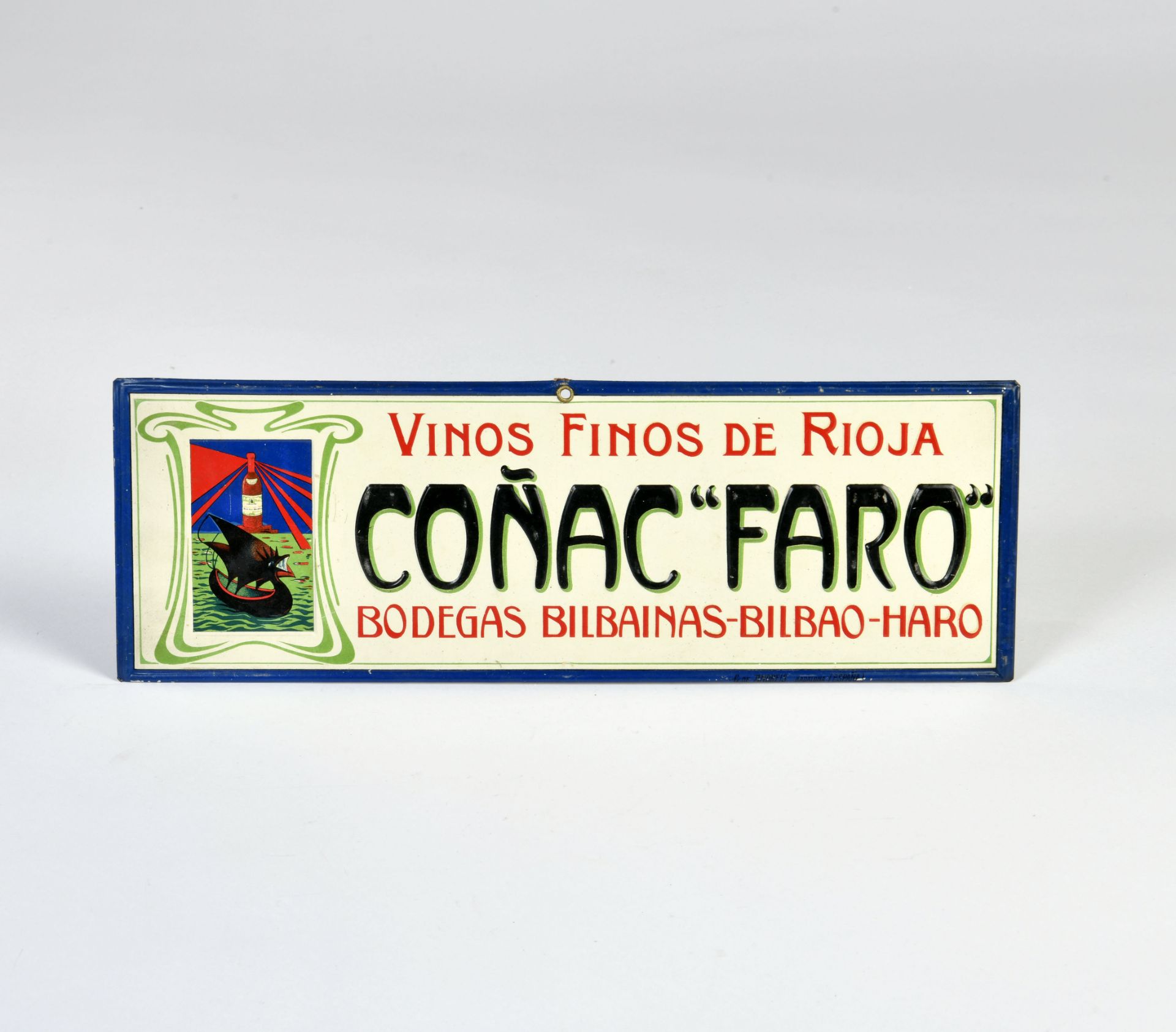 Conac Faro, tin sign, Spain ca. 1900 - 1910, 34x11 cm, C 1