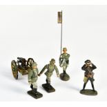Lineol, soldiers with mg, flag bearer and tank soldiers, Germany pw, 7,5 cm, paint d., C 3